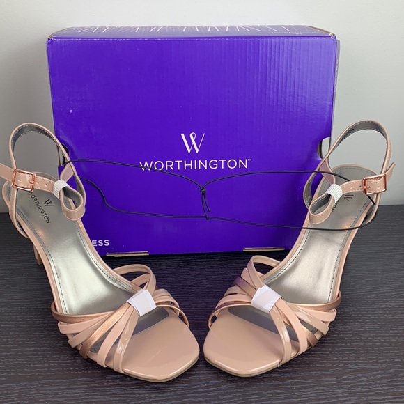Worthington Boomer Buckle Open Toe Nougat Multi Heel Size 9 - Picture 6 of 8